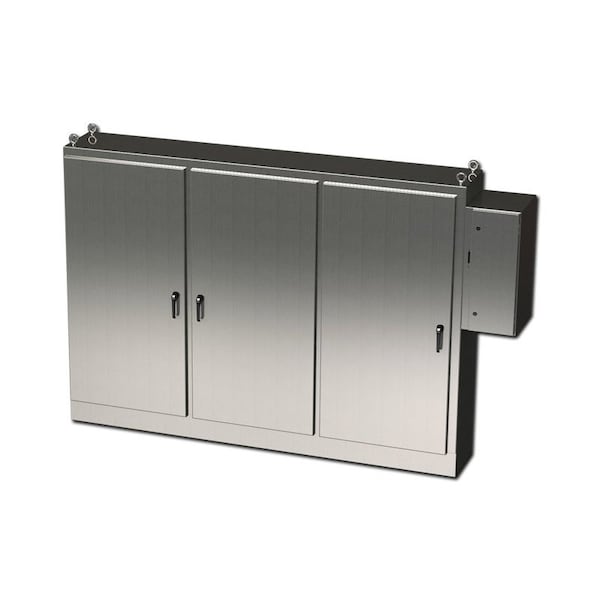 3 Point Latch with Padlock Handle Electrical Enclosures, 84 in H, 18 in D, 117-1/2 in W